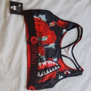 Ethika Floral Red and Black Sports Bra